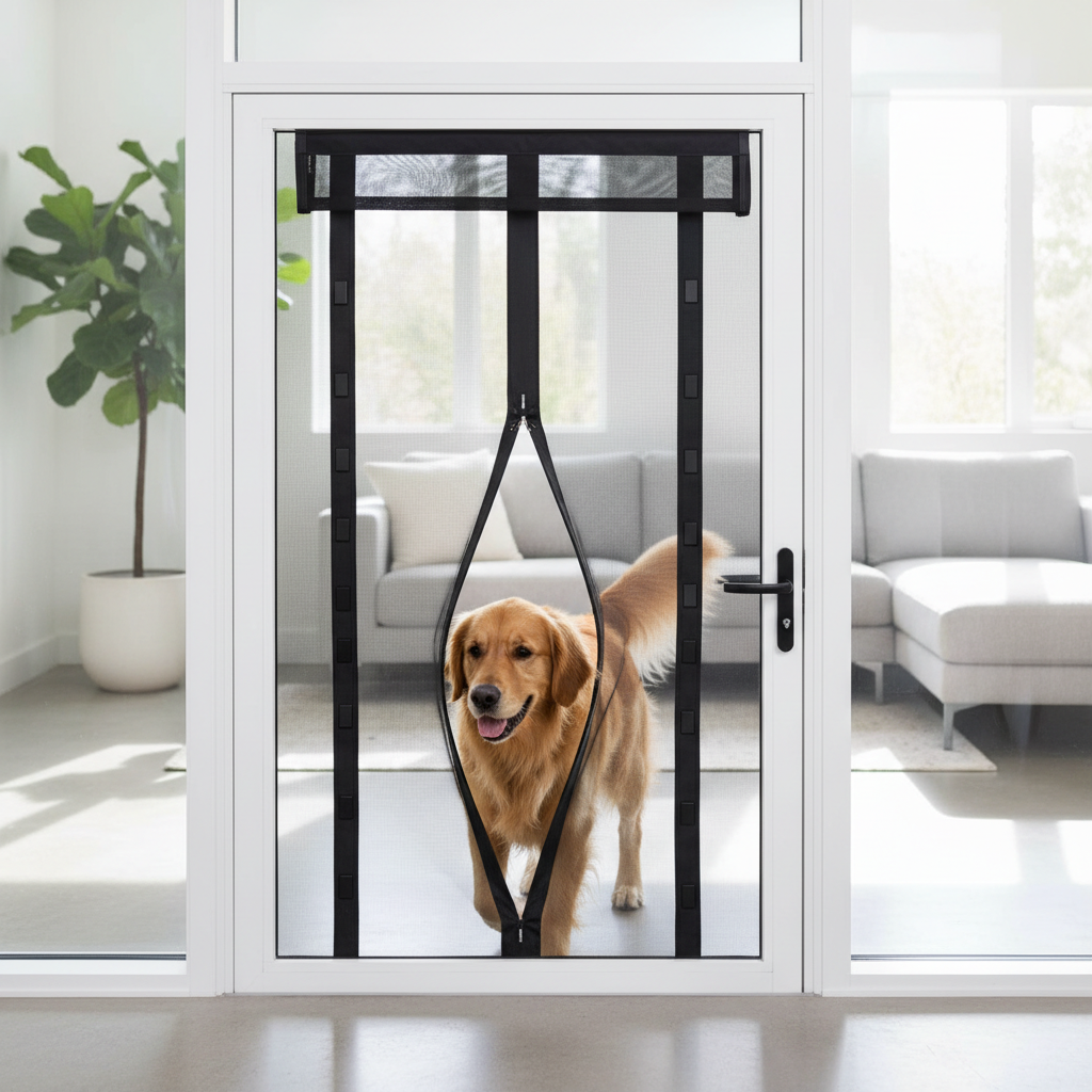 Magnetic pet-screen door